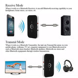 Transmisor y receptor Bluetooth 2 en 1 para dispositivos de audio de 3,5 mm Transmite música desde teléfono, TV, PC