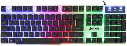 Jedel GK100 White Gaming Keyboard and Mouse Bundle USB Wired 104 Key RGB Backlit Keyboard With Media Keys