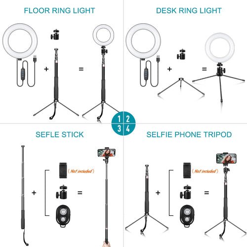 Metal Bracket Selfie Stick Bluetooth Set Ring Light with Gimbal - Crafted Creator
