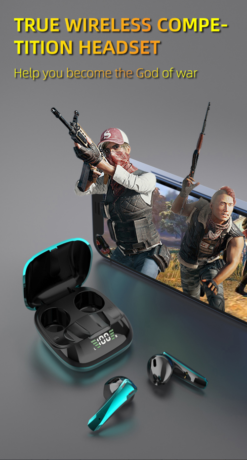 Wireless TWS Gaming Earphones With Microphone Bluetooth Five Point Zero Ultra Low Latency Game Mode IPX4 Sweatproof