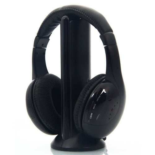 5 In 1 Wireless Headphones For MP3 PC And TV Black Perfect For Sports Running Driving And Hands Free Calls