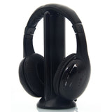 Auriculares inalámbricos 5 en 1 para MP3, PC y TV, negros, perfectos para deportes, correr, conducir y llamadas manos libres