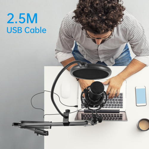 Studio Condenser USB Microphone Kit for Computer PC High Resolution 192kHz 24 Bit Sound Quality