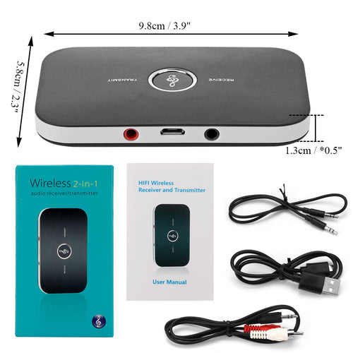 2 In 1 Bluetooth Transmitter and Receiver for Three Point Five Millimeter Audio Devices Stream Music from Phone TV PC