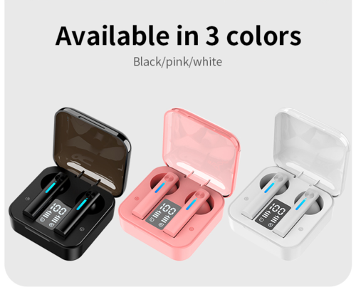 LED Bluetooth Earphones TWS Wireless Earbuds With Microphone Five Point Two EDR Long Range 18m