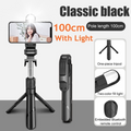 3 In 1 Tripod Bluetooth Selfie Stick With Fill Light For Smartphone Aluminum Retractable Extendable Handle Stable Mount