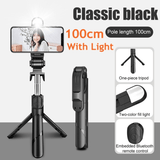 3 In 1 Tripod Bluetooth Selfie Stick With Fill Light For Smartphone Aluminum Retractable Extendable Handle Stable Mount