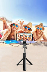 3 In 1 Tripod Bluetooth Selfie Stick With Fill Light For Smartphone Aluminum Retractable Extendable Handle Stable Mount