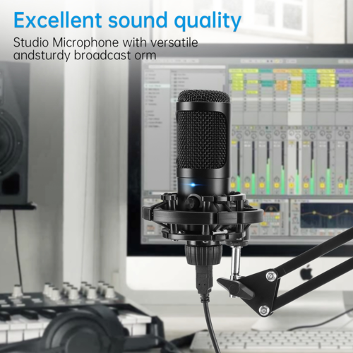 Studio Condenser USB Microphone Kit for Computer PC High Resolution 192kHz 24 Bit Sound Quality