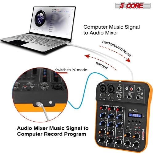 Audio Mixer 4 Channel DJ Equipment with Bluetooth USB Sound Board - Crafted Creator