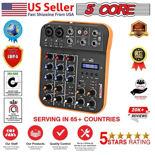 Audio Mixer 4 Channel DJ Equipment with Bluetooth USB Sound Board - Crafted Creator