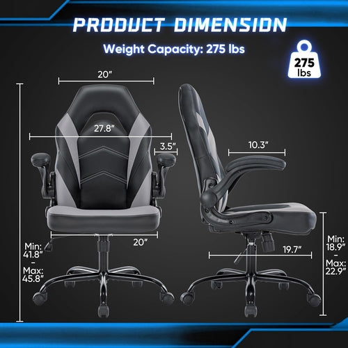 Big And Tall Leather Office Gaming Chair With Adjustable Armrests For Desk Ergonomic Support