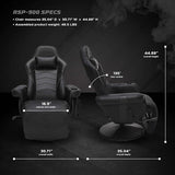 900 Gaming Recliner Black With Adjustable Leg Rest Cupholder
