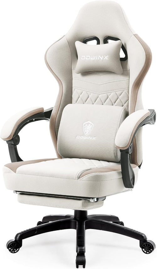 Beige Gaming Chair With Pocket Spring Cushion And Gel Pad For Luxury Comfort And Support