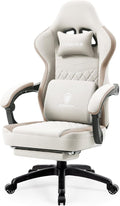 Beige Gaming Chair With Pocket Spring Cushion And Gel Pad For Luxury Comfort And Support