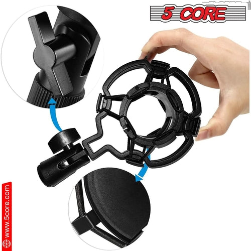 5Core Microphone Stand Suspension Desk Scissor Boom Arm With Shock Mount And Pop Filter Bundle For Podcasting