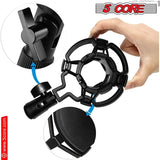 5Core Microphone Stand Suspension Desk Scissor Boom Arm With Shock Mount And Pop Filter Bundle For Podcasting