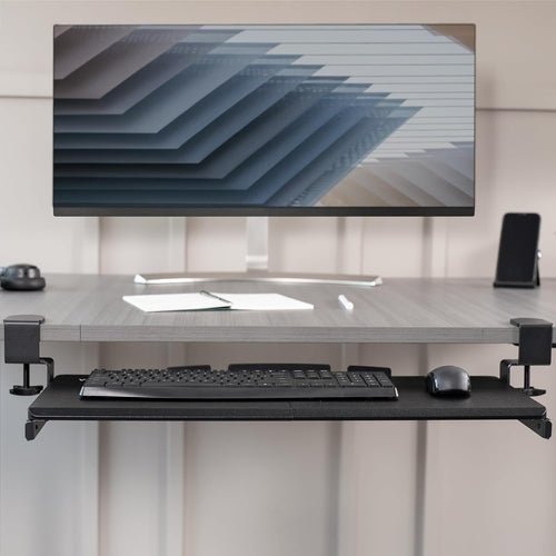 Under Desk Keyboard Tray 27x11 Inch C Clamp Mount Black - Crafted Creator