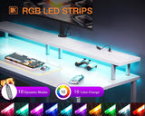 48 Inch LED Gaming Desk With Power Outlets Monitor Stand