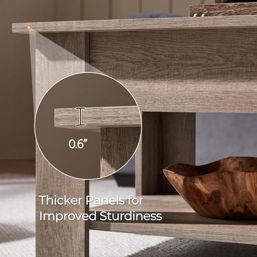 Lift Top Coffee Table With Hidden Compartment Grey - Crafted Creator