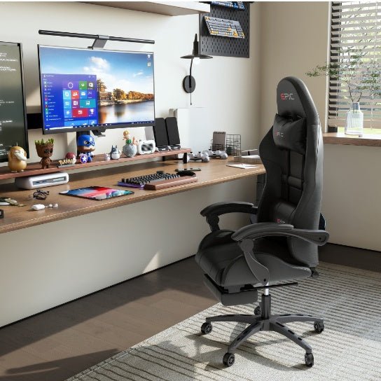 Pro Gamer Chair with Breathable Leather w/ Footrest - Crafted Creator