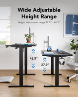 48 Inch Black Electric Standing Desk With Adjustable Height