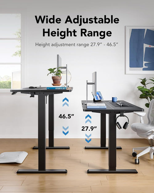 48 Inch Black Electric Standing Desk With Adjustable Height