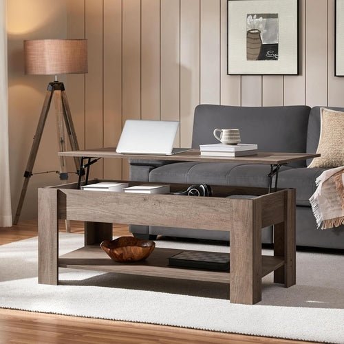 Lift Top Coffee Table With Hidden Compartment Grey - Crafted Creator