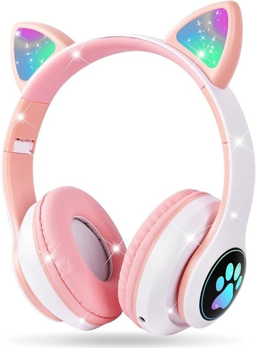 Kids Headphones, Cat Ear Kids Bluetooth Headphones (COLOR-PEACH) - Crafted Creator