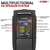 5Core 10 inch PA Portable Bluetooth Party Speaker Karaoke Boombox + 2 Mics - Crafted Creator