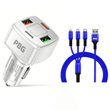 4 Port Car Charger and 4FT - 3 in 1 Nylon Cable Combo - Crafted Creator