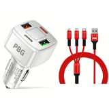 4 Port Car Charger and 4FT - 3 in 1 Nylon Cable Combo - Crafted Creator