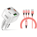 4 Port Car Charger and 4FT - 3 in 1 Nylon Cable Combo - Crafted Creator