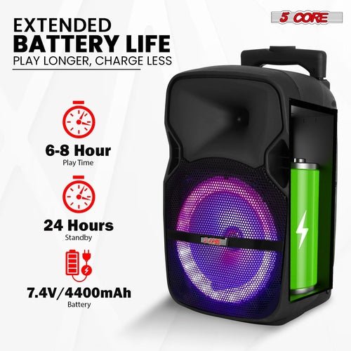5Core 10 inch PA Portable Bluetooth Party Speaker Karaoke Boombox + 2 Mics - Crafted Creator
