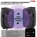5Core 10 inch PA Portable Bluetooth Party Speaker Karaoke Boombox + 2 Mics - Crafted Creator