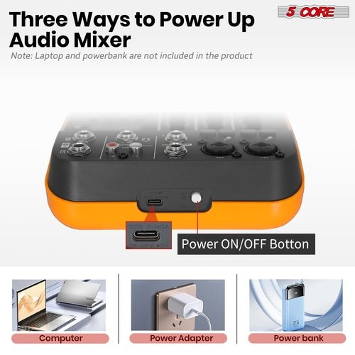 5 Core Audio Mixer 4 Channel DJ Equipment with Bluetooth USB Sound - Crafted Creator